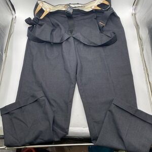 Versini Mens Wool Dress Pants Mens Sz 43x32 Charcoal Pleated Cuffed Suspenders